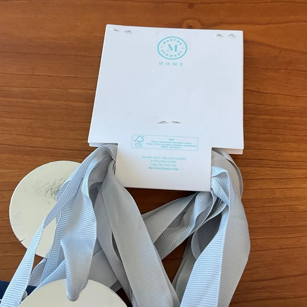 Martha Stewart Blue and Silver Polka Dot Gift Bag
